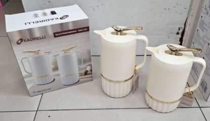 Lot 2 Thermos blanc dorée